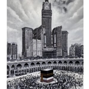 Black and White Kaaba Oil Painting