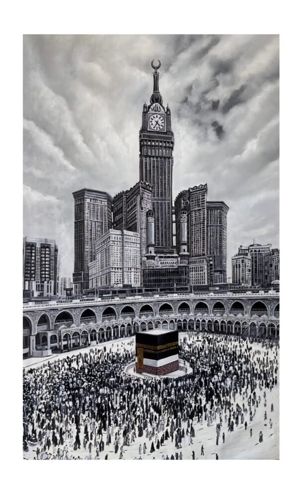 Black and White Kaaba Oil Painting