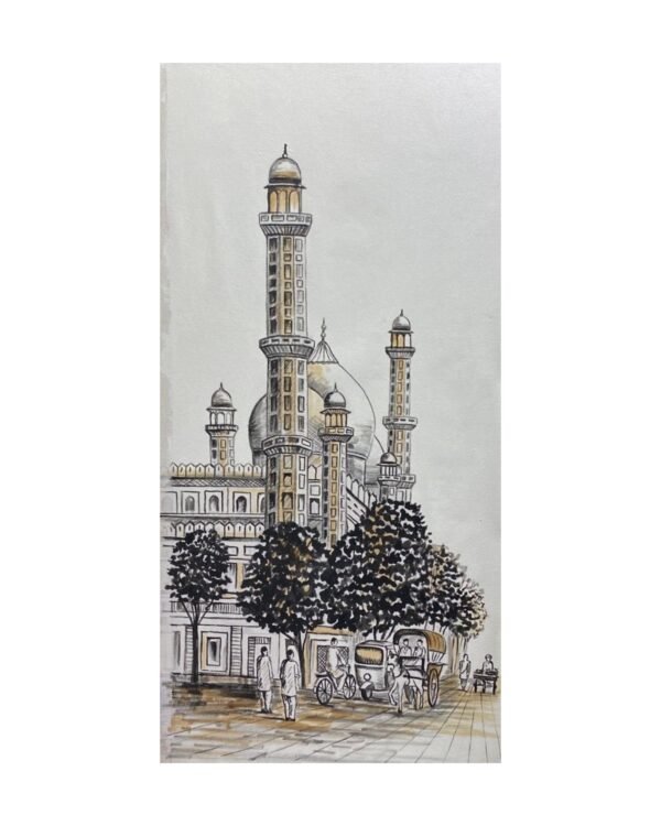 Black and White Wazir Khan Mosque Oil Painting