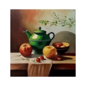 Harmony in Green – Still Life with Jar & Fruits