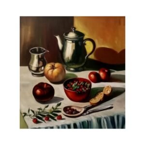 Harmony in Black – Still Life with Jar & Fruits