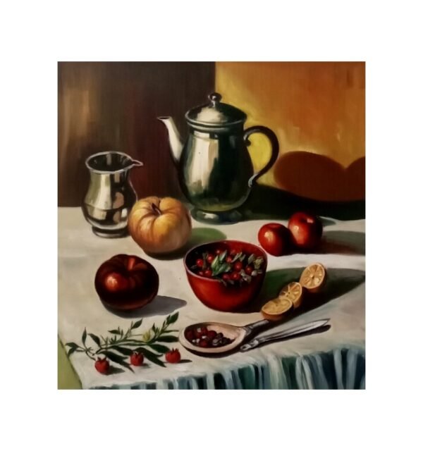 Harmony in Black – Still Life with Jar & Fruits
